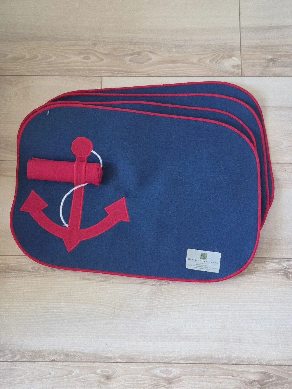 Set of 4 Heritage Linens Nautical Anchor Placemats with Napkins NWT